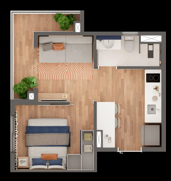 Final 01 — 1 Dorm. 28,96m² com varanda